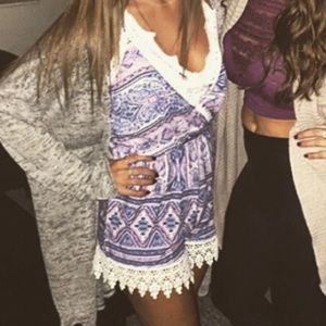 Blue and Pink Patterned Romper